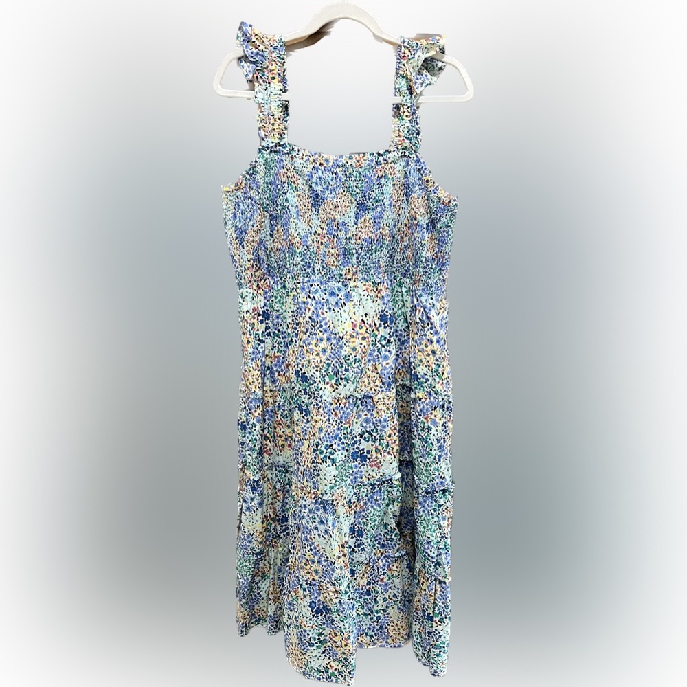 J. Crew Smocked Tiered Midi Dress